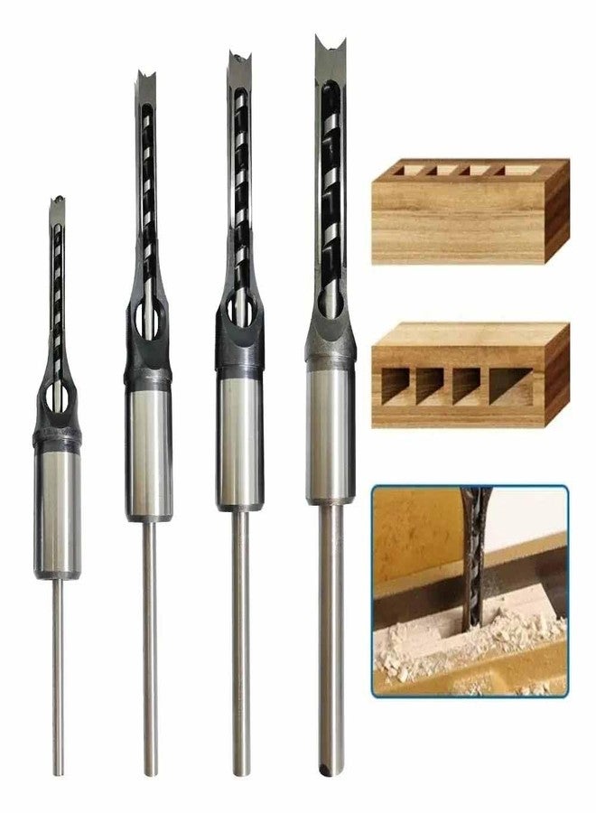 UPTODATETOOLS مجموعة أدوات UPTODATETOOLS المكونة من 4 قطع من مثقاب الثقوب المربعة HSS وإزميل التثقيب، مثقاب حلزوني لأعمال النجارة، مثقاب مربع للأثاث DIY بأحجام 6/8/10/12.7 مم - Image 1